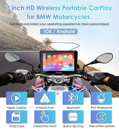Carpuride W702B Wireless Portable Motorcycle Stereo with BMW Motorcycles Bracket - Bild 2 von 4