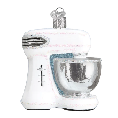 Old World Christmas WHITE MIXER (32368) Glass Ornament w/ OWC Box