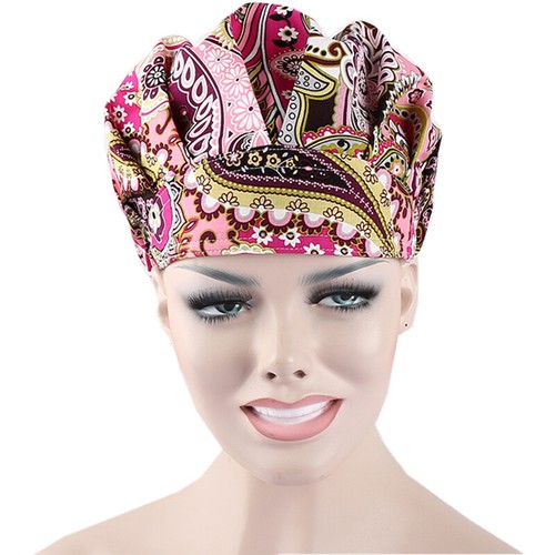 Womens/Mens Florals Printed Cap Scrub Hat/Cap Head Wear Adjustable Accessories - Picture 133 of 660