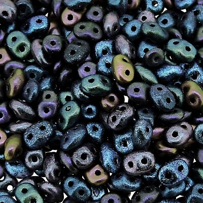 Czech Superduo Two-hole Seed Beads Super Duo 5mm x 2.5mm 24GM Polycrome Mix