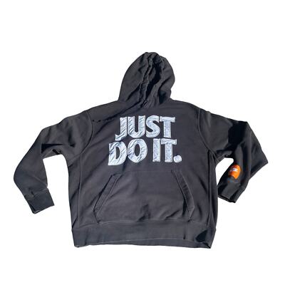 Nike Hoodie Pullover Just Do Embroidered Lettering Orange Cuff
