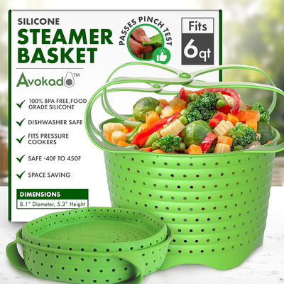 Avokado Silicone Steamer Basket for 6Qt Instant Pot 3Qt 8Qt  