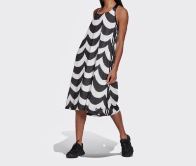 adidas x Marimekko Women's Midi Tank Dress Black White NWT