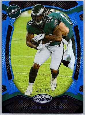 2021 Panini Certified #60 Miles Sanders Mirror Blue #/75 Philadelphia Eagles