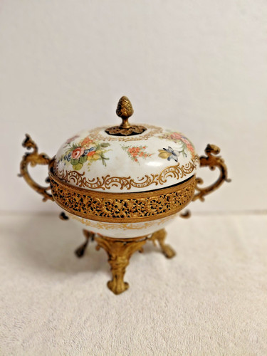 FRENCH SEVRES Depose Porcelain and Bronze Candy Dish