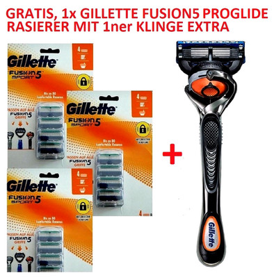 12 + 1 Gillette Fusion5 Sport 8 + 4 Rasierklingen Body Gratis Gillette Rasierer
