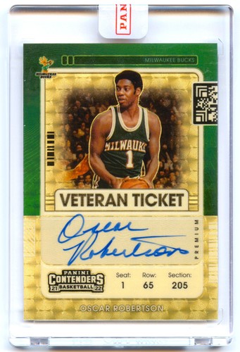 OSCAR ROBERTSON 2021 CONTENDERS VETERAN TICKET BUCKS GOLD VINYL PRIZM AUTO #1/1