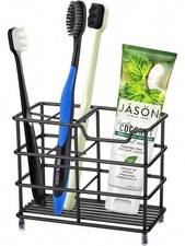 Black Stainless Steel Toothbrush Holder – 5/6 Slot Bathroom Organizer-UK