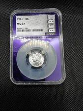 NGC BERT 🐝 1941 Mercury Dime MS67 Blast White 10c TraderBea CORE US Silver Coin