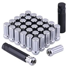 Lug Nuts 14x1.5 7 Spline Lug Nuts Chrome 2" Tall 32 Pack 2 Socket Keys 14mmx1.5