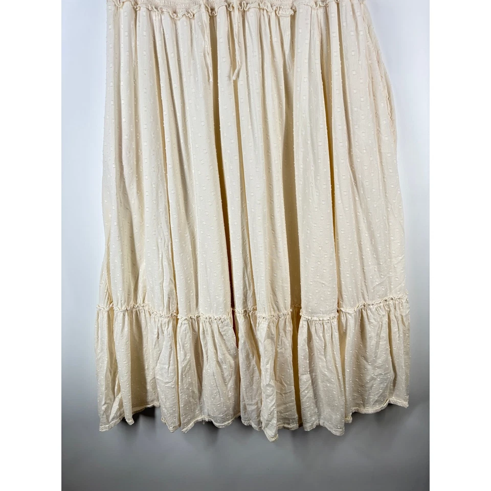 Old Navy Women's Dress 2X Cream Waist Defined Puff Sleeve Clip Dot Midi Boho - Image 4 of 4