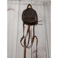 Michael Kors Backpack Rhea Small Mini Purse Bag Leather Gold Zip Travel