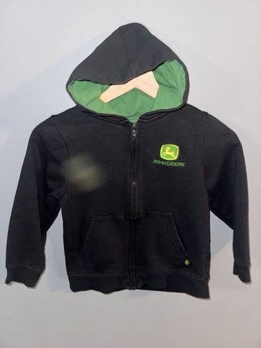 John Deere Full Zip Hooded Hoodie Youth Boys Size Medium ( 8 ) Black Green
