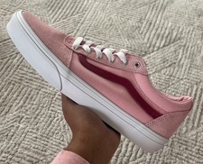 GS/Women s Vans Ward Glossy Coral Blush Slip On Canvas Shoes