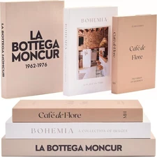 Faux Books for Decoration Coffee Table set of 3 Decorative Cream White 