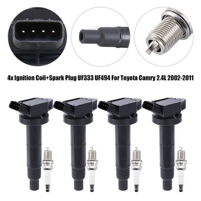 4x Ignition Coil+Spark Plug UF333 UF494 Für Toyota Camry 2.4L 2002-201 R2