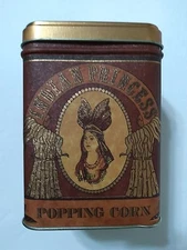 Vintage Indian Princess Popping Corn Advertising Tin Canister JL Clark 