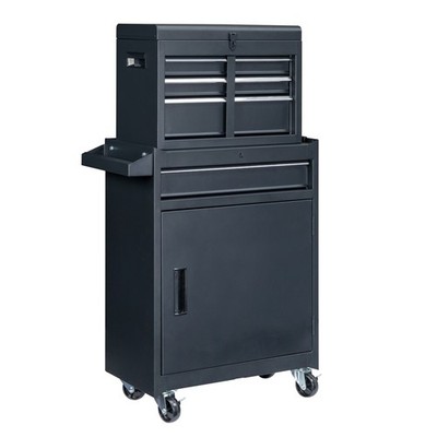4-Drawer Steel Black Lock Storage Cart, 330lb Instrument Cabinet, Rolling Rack
