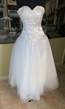 White Wedding Gown Dress Corset Lace Up Tulle Sweetheart Ball Gown NO Train 12