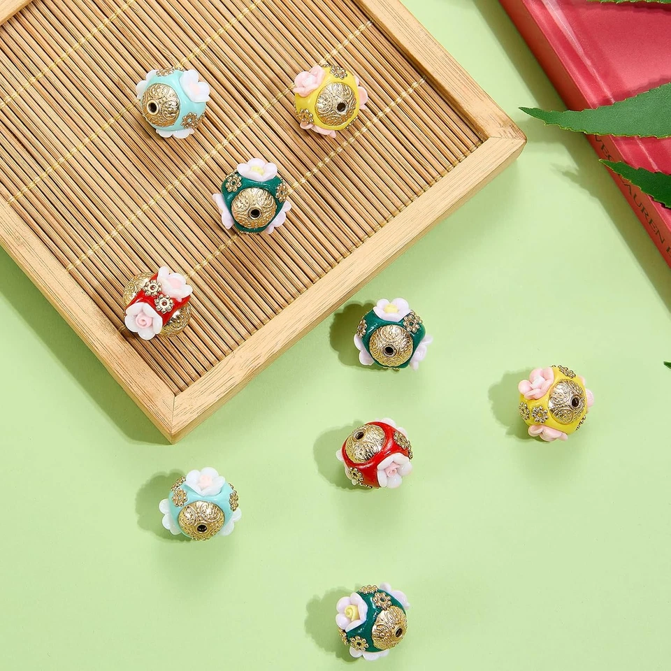 10 piezas cuentas de vidrio de murano para hacer joyas a granel aleación flor hecha a mano surtido Foto 3 de 4