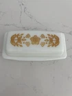 Vintage PYREX 72-B Butterfly Gold Butter Dish Yellow Golden Flowers Flower