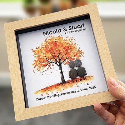 Personalisiertes Kieselbild 7. Hochzeitstag Geschenk 6 Zoll Andenken Kupfer
