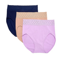 Breezies Set of 3 Comfort Breeze Lace Edge Hi-Cut Briefs Medium A679205 13170