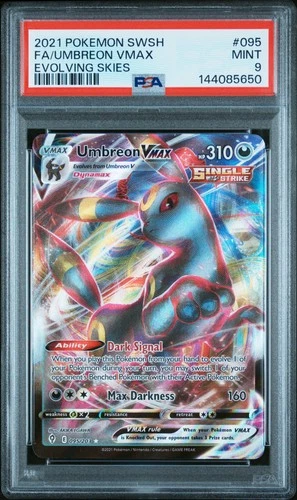 2021 POKEMON SWORD & SHIELD EVOLVING SKIES #095 FULL ART/UMBREON VMAX PSA 9