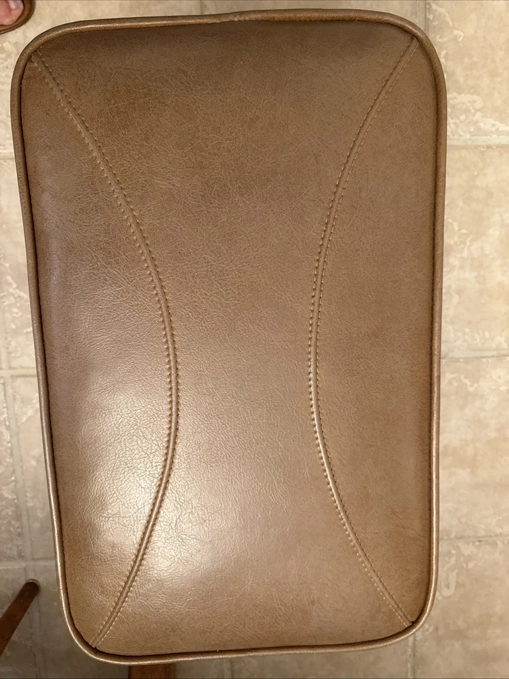 Vintage Retro Style/Mid-Century Modern Peg Leg Footstool Ottoman Brown - Image 2 of 4