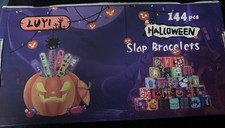 LUYI 144 pcs Halloween Slap Bracelets Multicolor Kids Party Favors