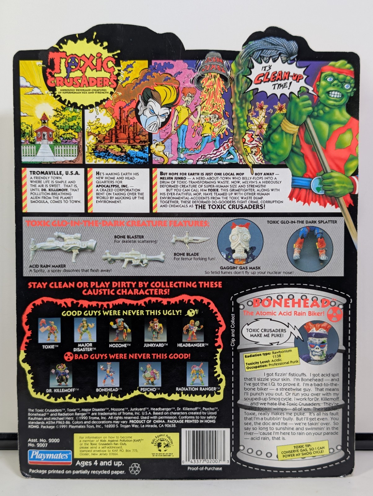 1991 Playmates Toxic Crusaders Bonehead Action Figure MOC Unpunched New Sealed