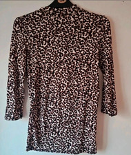 George Womens Maternity Black/Brown/White Leopard High Neck 3/4 Sleeves, Size 8