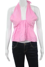 Cami NYC Womens Cropped Camisole Pink Linen Tie Sleeveless Size XS