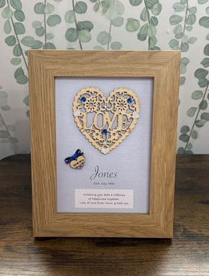 Personalised  Something Blue  Traditional Wedding Marriage Mr & Mrs Gift Frame