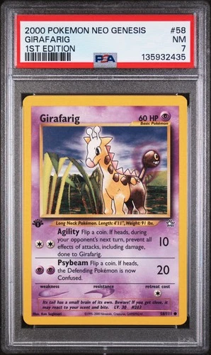2000 POKEMON NEO GENESIS 1ST EDITION #58 GIRAFARIG PSA 7