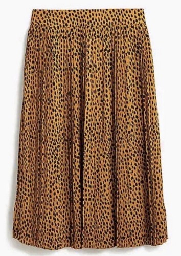 J. Crew Factory Leopard Print Pleated Midi Skirt XL NWOT Lined