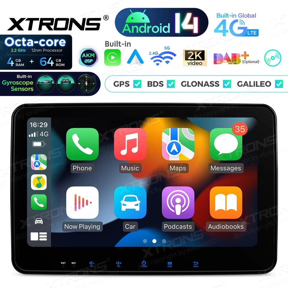 XTRONS 10,1" Autoradio 2 DIN Android 14 4G+64GB QLED DVD GPS CarPlay Global 4G - Bild 4 von 4