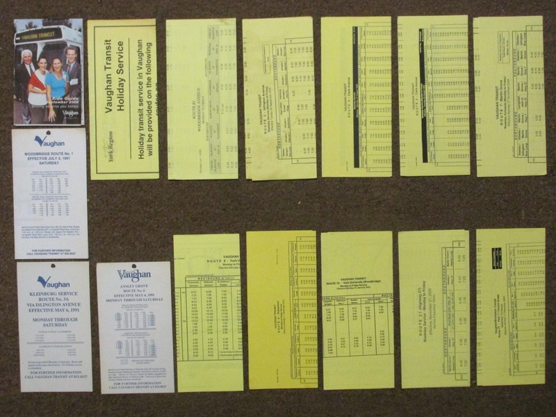 Authentic RARE Vaughan Transit Ontario Transit Map and Vintage Schedule Bundle