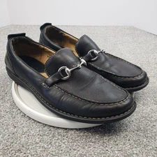 Born Black Leather Horse Bit Slip-On Loafers M3225 Mens Size 8 EU 41