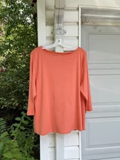 NWT Talbots Pretty Light Orange Ballet Neck 3/4 Sleeve Top 3X 22W 24W