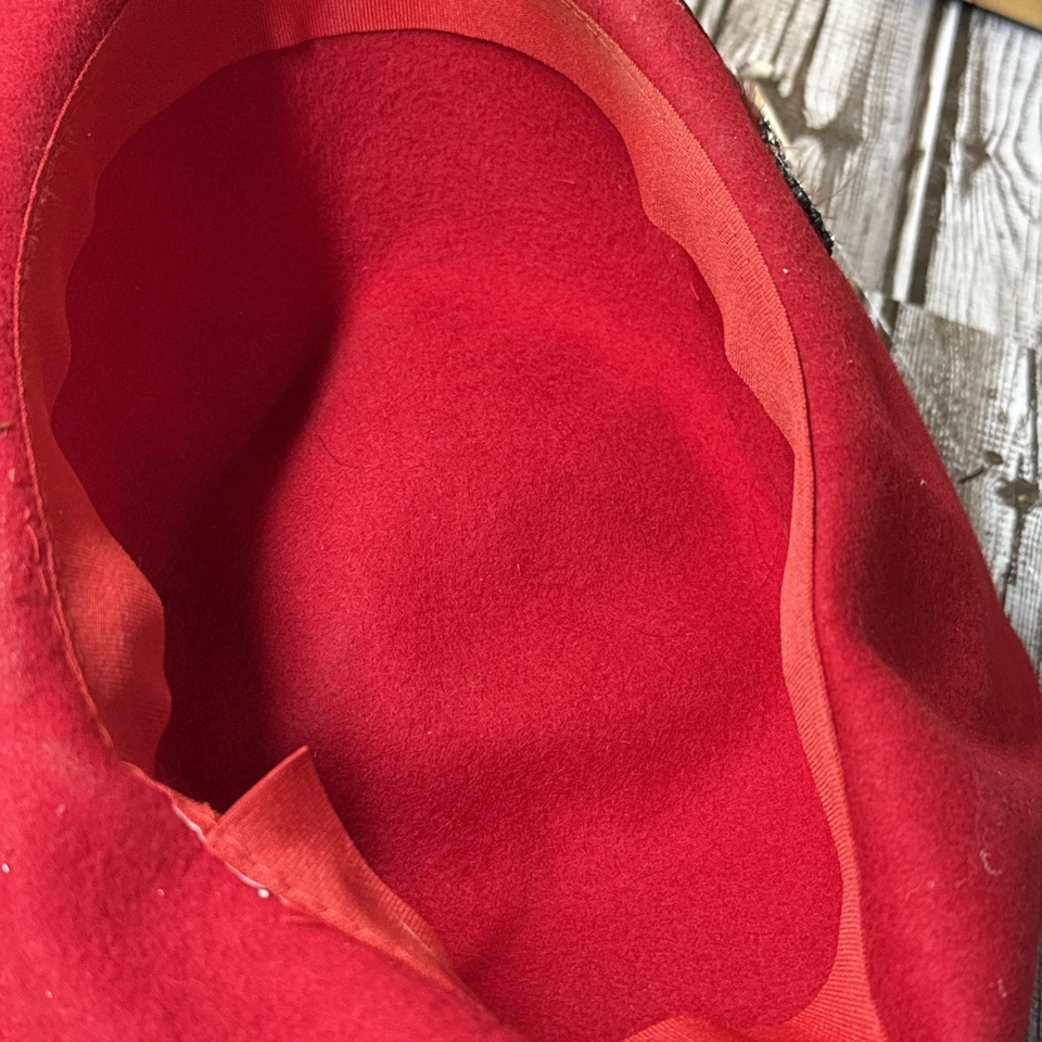 Sombrero de vestir de lana rojo vintage RARO para dama años 60 Foto 4 de 4