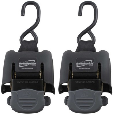 PAIR BoatBuckle G2 Stainless Steel Retractable Transom Tie Down 43''