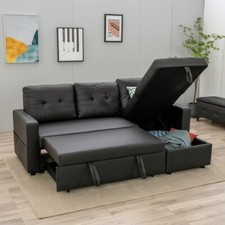Panana Corner Sofa Bed with Storage PU Leather/Fabric Universal Corner Chaise