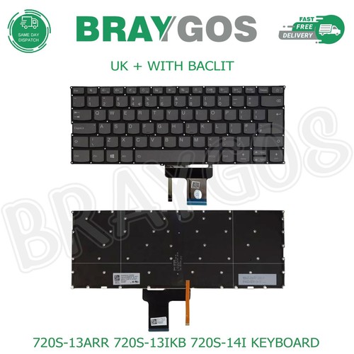 Lenovo IdeaPad 720S-13ARR 720S-13IKB 720S-14IKB 910-13IKB UK Keyboard + Backlit - 第 1/3 張圖片