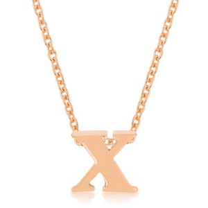 Authentic Rose Gold Plated Brass Small Lowercase Letter X Initial 18+2" Necklace