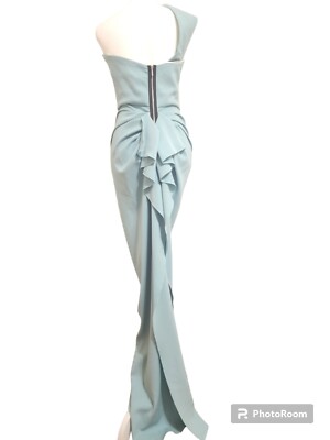Nicole Bakti Womens Seafoam Green/Blue One Shoulder Evening Dress Gown Size  6 | eBay