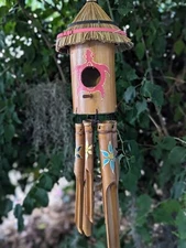 Tiki Hut Bamboo Bird House Wind Chime Bar Tropical Turtle Beach - Eco Friendly