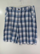 Canyon River Blues Shorts Size 38 Blue Plaid Flat Front Button Zipper Pockets