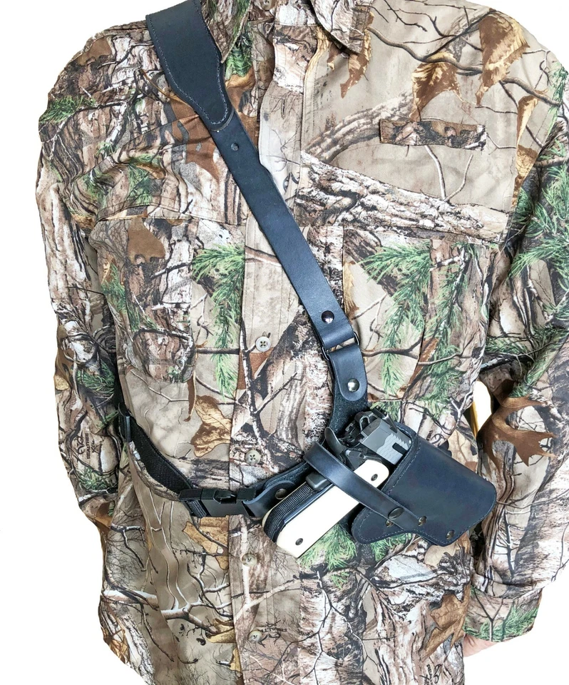 Sportsman's Chest Holster for Glock Semi Autos Black Leather. Made in the USA - Image 3 of 4