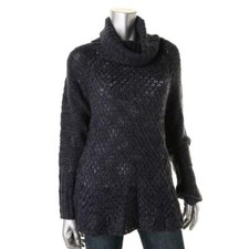 Sanctuary Womens New 129 Knit Cowl Turtleneck Tunic Sweater S Small 4 Blue NWT